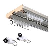 Doppi binari scorrevoli silenziosi e Resistenti da 2,1 m - Doppi binari montati a soffitto Adatti a soggiorni, camere da Letto e bagni - Sistema di binari Regolabili Grigi multifunzionali PE