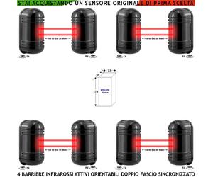 Doppi Infrarossi Attivi Ester/Inter Antifurto 4 Barriere Sensori Allarme 30/60MT