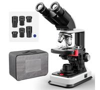 [Doppia alimentazione] Microscopio binoculare composto Vabiooth Lab con ingrandimento 40X-2500X, stadio meccanico a due strati, oculari da 20 mm a campo ultra grandangolare 10x, 16X e 25X, doppia