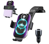 Doppia Bobina 15W Qi Caricatore Wireless Auto Rapida, Caricabatteria da Auto Senza Fili Supporto Telefono per Bocchette e Cruscotto, Porta Cellulare Auto per Samsung Z Flip 4/3/2 iPhone Google