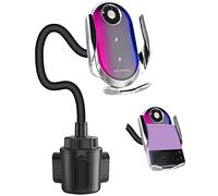 Doppia Bobina 15W Qi Caricatore Wireless Auto Rapida per Porta Tazza Supporto, Universal Sensore Caricabatteria da Auto Senza Fili, Porta Cellulare Auto per Samsung Galaxy Z Flip 4/3/2 iPhone Google