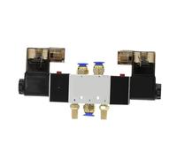 Doppia bobina 4V220-08 Elettrovalvola pneumatica a 5 vie 2 posizioni 1/4 "1/8" DC12V DC24V AC110V AC220V con raccordi Silenziatore(PC6mm Fittings,AC 110V)