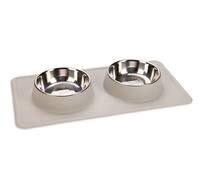 Doppia ciotola Karlie Diner Set Dex con supporto in silicone - 2 X 350 ml, Ø 14 cm griglio chiaro