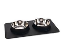 Doppia ciotola Karlie Diner Set Dex con supporto in silicone - 2 X 350 ml, Ø 14 cm nero