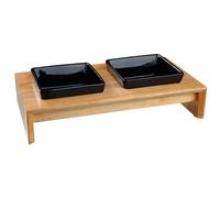 TRIXIE SET CIOTOLE CERAMICA CON SUPPORTO IN LEGNO 2 x 0,4 LT. / Ø 13 CM.
