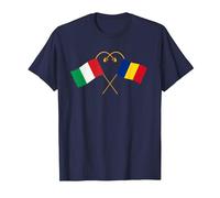 Doppia cittadinanza Italia Romania Bandiera rumena Maglietta, Uomo, Navy, L