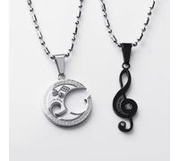 doppia Collana Chiave di violino Acciaio S.Steel Coppia Ciondoli uomo +donna s2