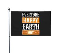 Doppia Cucitura Bandiera Everyone Happy Earth Day Bandiere Con Occhielli Flag Per All'Aperto Esterno Giardino 90X150Cm