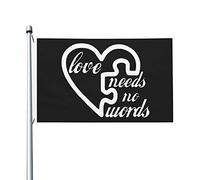 Doppia Cucitura Bandiera Love Needs No Words Autism Awareness Bandiere Da Giardino Con Occhielli Striscioni Di Bunting Per All'Aperto Esterno Decorazione 90X150Cm