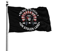 Doppia Cucitura Bandiere Da Balcone Con Occhielli Bandiera Pirata No One Is Illegal On Stolen Land Indigenous Immigrant 90X150Cm Bandierine Per Conferenza Esterno Balcone