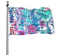 Doppia Cucitura Bandiere Da Giardino Resistente Allo Scolorimento Bandiera Summer Tropical Hawaii Exotic Island Flowers 90X150Cm Bandierine Per Balcone Bar All'Aperto