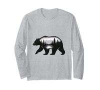 Doppia Esposizione Orso Foresta Natura Wilderness Art Maglia a Manica