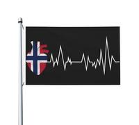 Doppia faccia Bandiera da giardino Heartbeat of the Norway Flag for Norwegian P Flag eventi all'aperto Bandiera resistente alle intemperie 3x5 Ft per Decorazioni perpatio,camere da letto