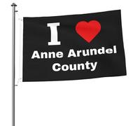 Doppia faccia Bandiera doppia faccia I Love Anne Arundel County Flag Resistente alle intemperie Bandiera in poliestere 3x5 Ft per Decorazioni perpatio,dormitori