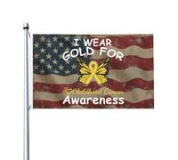 Doppia faccia Bandiera doppia faccia I Wear Gold For Childhood Cancer Awareness Flag Antivento Bandiera resistente alle intemperie 3x5 Ft per Decorazioni perpatio,dormitori