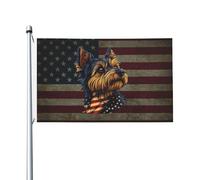 Doppia faccia Decorazione esterna Double Sided Yorkshire Terrier Yorkie American Flag Stagionale Bandiera in poliestere 3x5 Ft per Decorazioni perpatio,Decorazioni per giardino