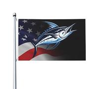 Doppia faccia Decorazione esterna Generic Marlin White Fish Flag Divertente Bandiera resistente alle intemperie 3x5 Ft per Decorazioni per giardino,dormitori