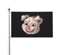 Doppia faccia Decorazione esterna Happy Pig Head Flag Divertente Bandiera resistente alle intemperie 3x5 Ft per Decorazioni percortile,Decorazioni per giardino