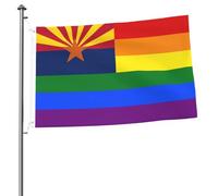 Doppia faccia Decorazione esterna P Rainbow LGBT Flag of Arizona Resistente alle intemperie Bandiera resistente alle intemperie 3x5 Ft per dormitori,Feste e celebrazioni