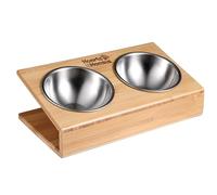 Doppia fontana a forma di V 25,3x14x8,5 in acciaio inox e bambù Hearts&Homies