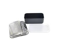 Doppia grattugia rettangolare con contenitore, 18 x 10 x 8 cm, Sybaris, (colore: grigio e argento), quantità: 1 pezzo