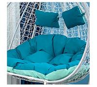 Doppia Hanging Egg Swing Chair Cushion Indoor Outdoor Rattan Swing Seat Cushion for 1/2 Person Balcony Patio Garden Yard Cushion Washable Blue 125×100 cm