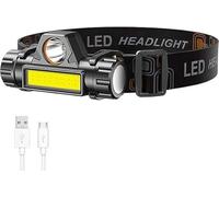 Doppia Lampada Da Testa LED Ricaricabile USB Doppia Torcia Frontale Impermeabile COB Con Angolo di Luce Regolabile e 2 Modalità Per Sport Campeggio Lavoro [Classe di efficienza energetica A+]