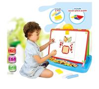 DOPPIA LAVAGNA CON SUPPORTO DA TAVOLO CON ACCESSORI PUZZLE LETTERE E NUMERI