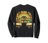 Doppia Lingua Insegnante Retro Rainbow Bilingue Educatore Felpa
