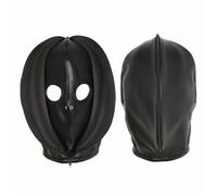 doppia maschera costrittiva schiavo sadomaso cappuccio satana con cerniera anter