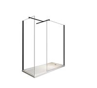 Doppia Parete Doccia Walk-in Con Braccio A T Vetro 8 mm Reversibile, Telaio Nero Opaco, 90X110 CM (TWALKINBLACK90X110)