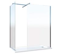 Doppia Parete Doccia Walk-in Con Braccio Di Sostegno Superiore A T Vetro 8 mm Reversibile (68-70 x 78-80 H 200 cm)