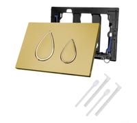 Doppia piastra di scarico compatibile con Geberit 300 UP320, pannello attuatore moderno per cassetta WC da parete con design a goccia, kit di pulsanti in plastica, 25 x 17 cm (oro)