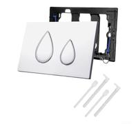 Doppia piastra di scarico compatibile con Geberit 300 UP320, pannello attuatore moderno per cassetta WC da parete con design a goccia, kit di pulsanti in plastica, 25 x 17 cm (bianco)
