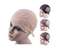 Doppia pizzo cappellino con parrucca Wig Cap per realizzare parrucche con cinturino regolabile sul retro Parrucca senza colla Tappi per capelli (Biondo M54cm)