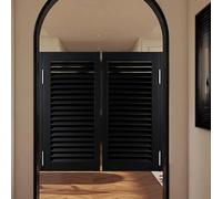 Doppia porta a battente in legno per saloon 90,2 cm, mezza porta con design Louvre, perfetta per cucina, corridoio, bar, portico del fienile, include 4 cerniere in metallo resistenti (nero, 164 x 90