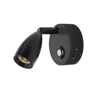 Doppia Porta Di Ricarica USB, Luce Di Lettura A LED Da 12 V, Lampada Di Lettura Dimmerabile For Camper, Caricabatterie USB C A 3 Colori, Faretto Girevole Da 24 V(Black 3 colors)