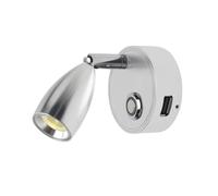 Doppia Porta Di Ricarica USB, Luce Di Lettura A LED Da 12 V, Lampada Di Lettura Dimmerabile For Camper, Caricabatterie USB C A 3 Colori, Faretto Girevole Da 24 V(Silver 3000K)