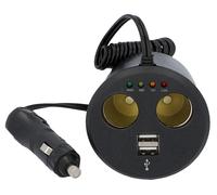 Doppia Presa 12V 24V Accendisigari 2x USB Switch Auto Portabicchieri