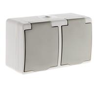 Doppia Presa 2P + T Orizzontale Mini IP54 Grigio Chiaro