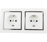 Doppia presa a muro, doppia presa di corrente, colore bianco, per montaggio su superficie, 10 AX,16 A, 250 V, 2 prese (2 prese)