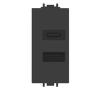 DOPPIA PRESA CARICABATTERIA USB A E C 5V 2,4 NERO VP42 COMPATIBILE VIMAR PLANA VP42-MN-ECO27212 ECOVA