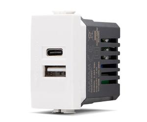 DOPPIA PRESA CARICABATTERIA USB A E C 5V 2,4A SEIRE JOY COMPATIBILE MATIX MAPT3US-MAP533B MAPAM