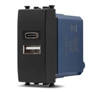 DOPPIA PRESA CARICABATTERIA USB A E C 5V 2,4A SEIRE SUN VIMAR ARKE' NERA SUN-N-MAPSUN-F933NE MAPAM