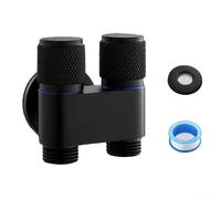 Doppia presa doppia valvola di controllo G12 1 in due uscite corpo in lega per lavatrice rubinetto bagno WC bidet installazione spruzzatore (nero)