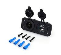 Doppia Presa USB per Auto, Caricabatteria per Auto 12V 2.0A/1A con Presa per Sigaretta Pannello Multifunzione per Accendisigari, per Camion per Barche Marine Veicolo ATV RV