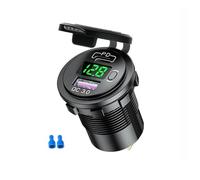 Doppia presa USB tipo C da 48 W, 12 V/24 V, PD3.0 e QC3. Con voltmetro a LED interruttore ON/OFF for accendisigari(Groen)