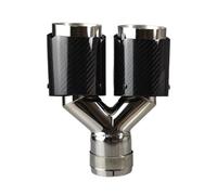 Doppia Punta Scarico 1 pezzo Universale Per Auto Carbonio Coda Gola Stessa Lunghezza Polacco Doppio Fuori Twill Lucido Punta Silenziatore Scarico Inossidabile Cromo(51mm-89mm)