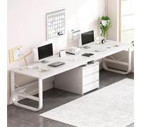 Doppia scrivania da gioco per 2 extra lunghe con cassetto e ripiano per computer, scrivania per studio e scrittura per casa, ufficio, spazio di lavoro ergonomico per giochi e postazione di lavoro