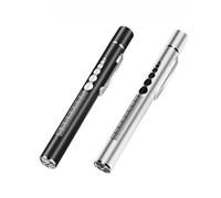 Doppia sorgente luminosa Pupilla Pen Light ricaricabile torcia portatile medico infermiera in acciaio inox penna luce LED torcia gialla e bianca luce 2 in 1